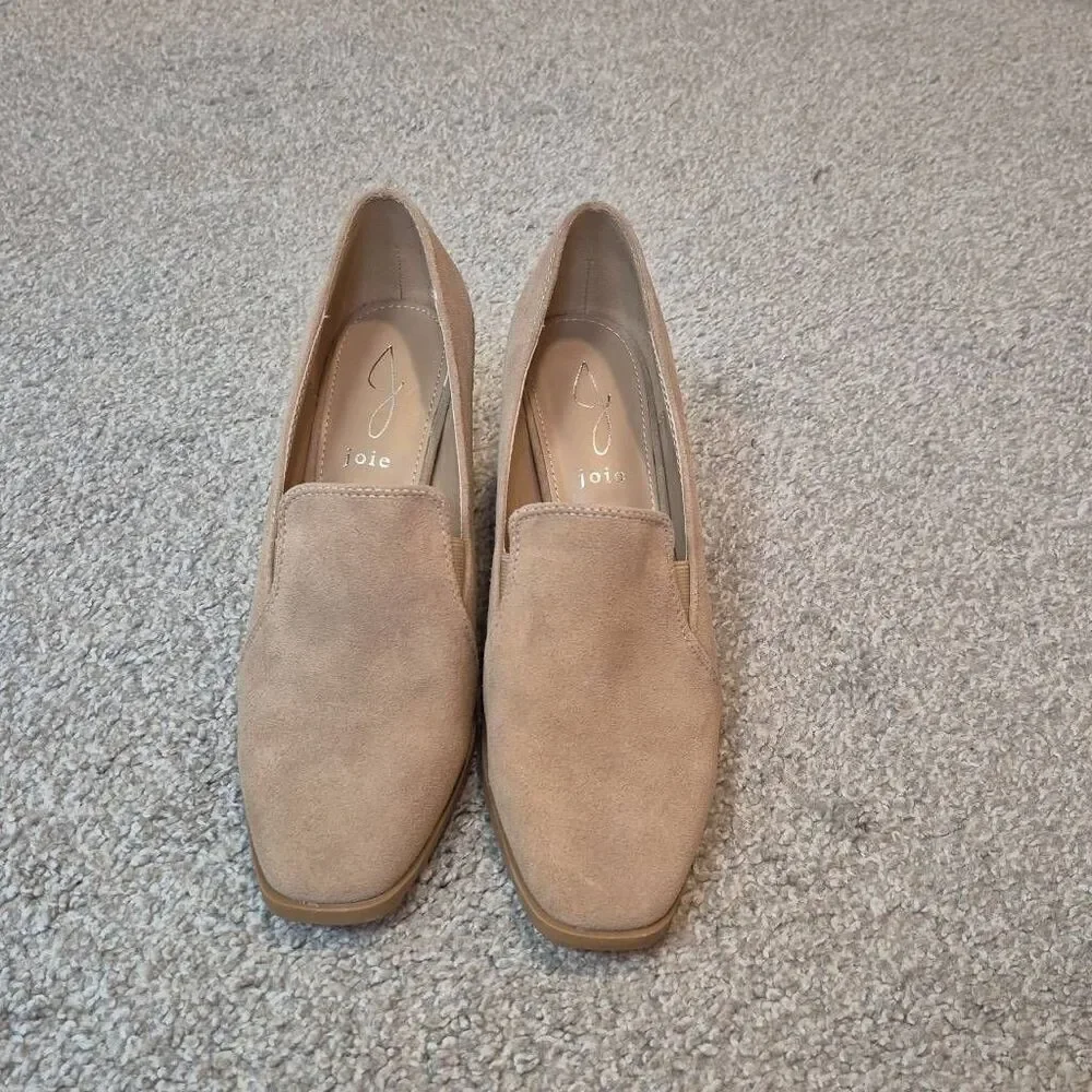 Joie Wevenly Suede Shoe Size 8 Block Heel Square Toe